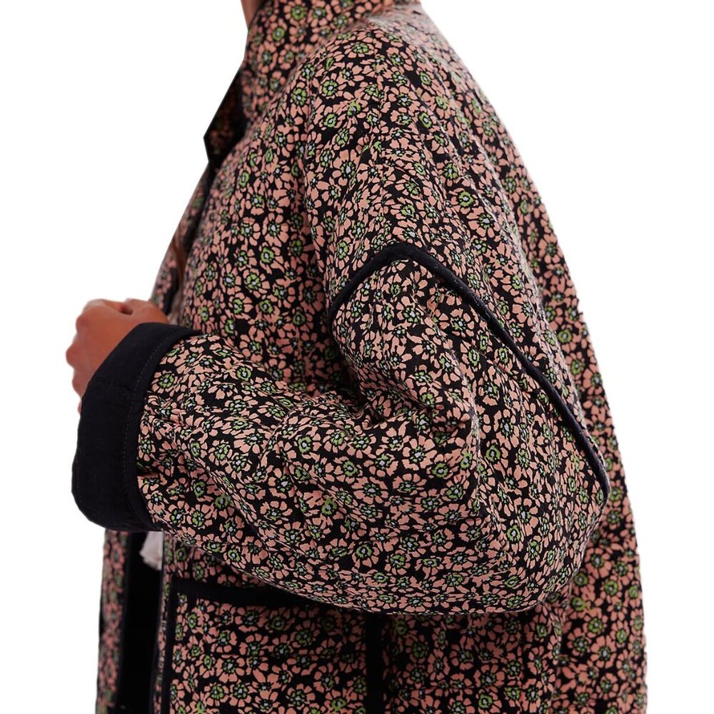 Free People Women's Dusk Combo Floral Quilted Chloe Jacket Size XL